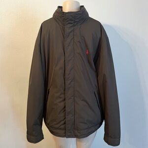 Polo by Ralph Lauren Fleece Lined Bomber Jacket Packaway Hood Zip Button XL